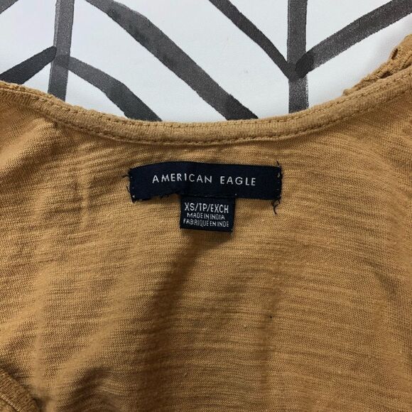 American Eagle Tan Ruffled Crop Tank Top - Picture 3 of 3